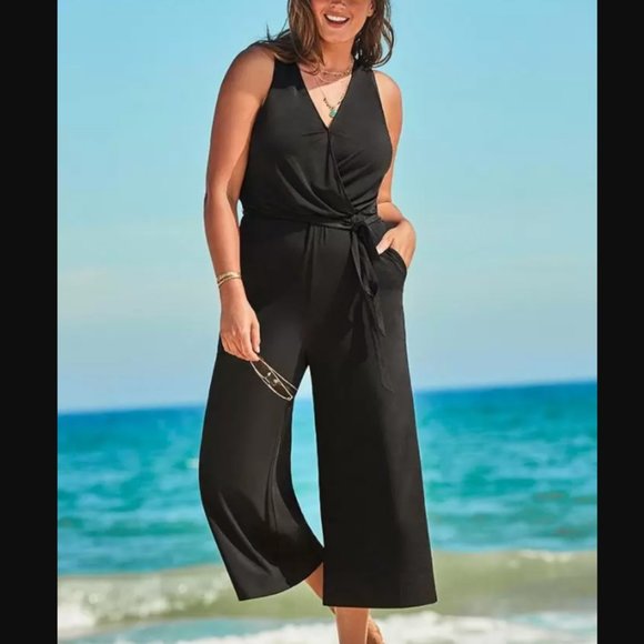 Swimsuits For All Pants - Swimsuits for All Black Ava Racerback Jumpsuit